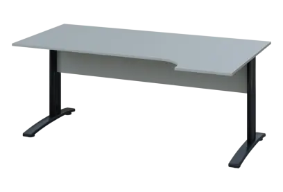 ERK 18 - 184 stůl kancelářský, rohový, pravý, kovová podnož černá, deska 18 mm, široký 1800 mm, šedá